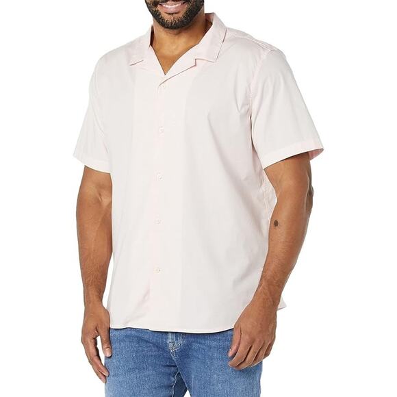 AMAZON ESSENTIALS MEN'S VACATION COTTON RESORT SHIRT, SLIM-FIT SHORT SLEEVE PINK - Picture 4 of 6